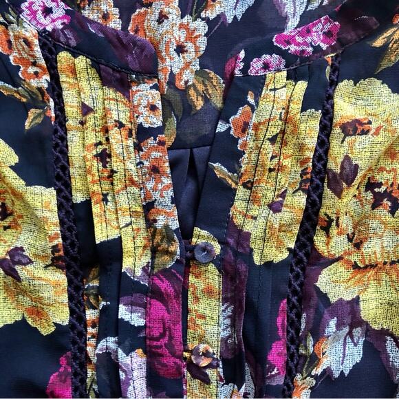 DR2 Floral Lined Sleeveless Belted Elasticized Waist Maroon Dress Women’s Size S - Picture 3 of 13